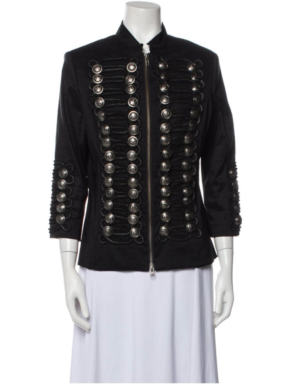 Black Military-Style Embellished Jacket
